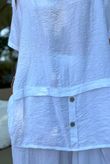 Tasha Damask Cap Sleeve Button Top White
